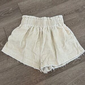High Waist Cream Corduroy Shorts
